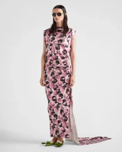 Mujer Prada VESTIDOS^Vestido Largo De Satén Estampado