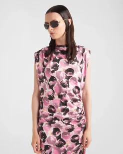 Mujer Prada VESTIDOS^Vestido Largo De Satén Estampado