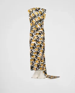 Mujer Prada VESTIDOS^Vestido Largo De Satén Estampado
