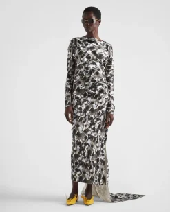Mujer Prada VESTIDOS^Vestido Largo De Satén Estampado