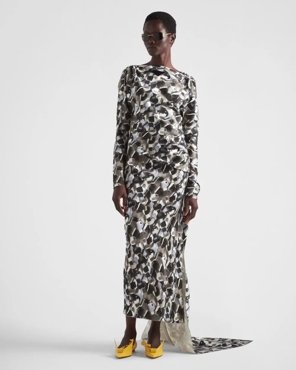 Mujer Prada VESTIDOS^Vestido Largo De Satén Estampado