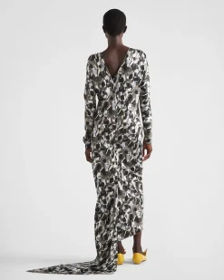Mujer Prada VESTIDOS^Vestido Largo De Satén Estampado