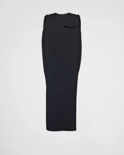 Mujer Prada VESTIDOS^Vestido Midi En Gabardina De Natté