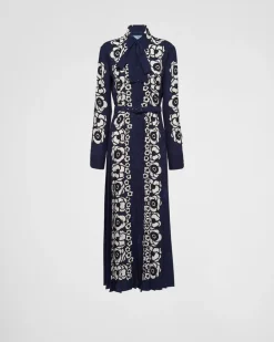 Mujer Prada VESTIDOS^Vestido Plisado De Crepé De China Estampado