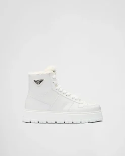 Mujer Prada ZAPATILLAS DEPORTIVAS^Zapatillas De Caña Alta De Piel Y Borreguillo
