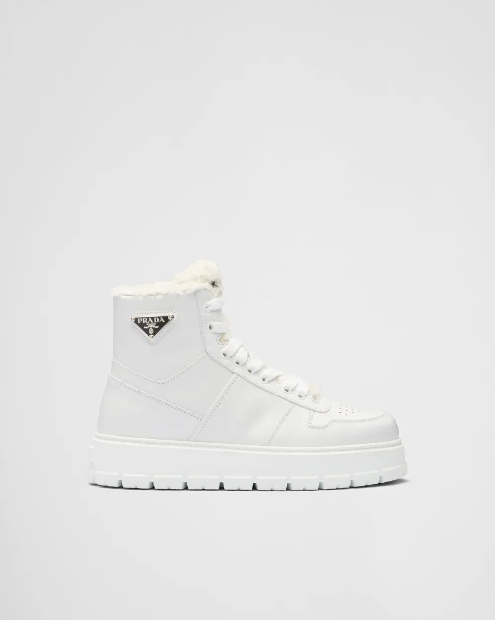 Mujer Prada ZAPATILLAS DEPORTIVAS^Zapatillas De Caña Alta De Piel Y Borreguillo