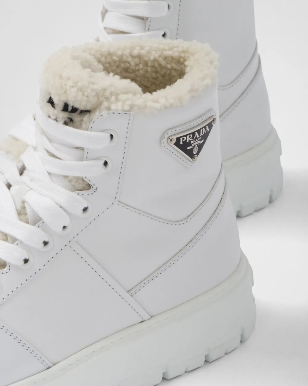 Mujer Prada ZAPATILLAS DEPORTIVAS^Zapatillas De Caña Alta De Piel Y Borreguillo