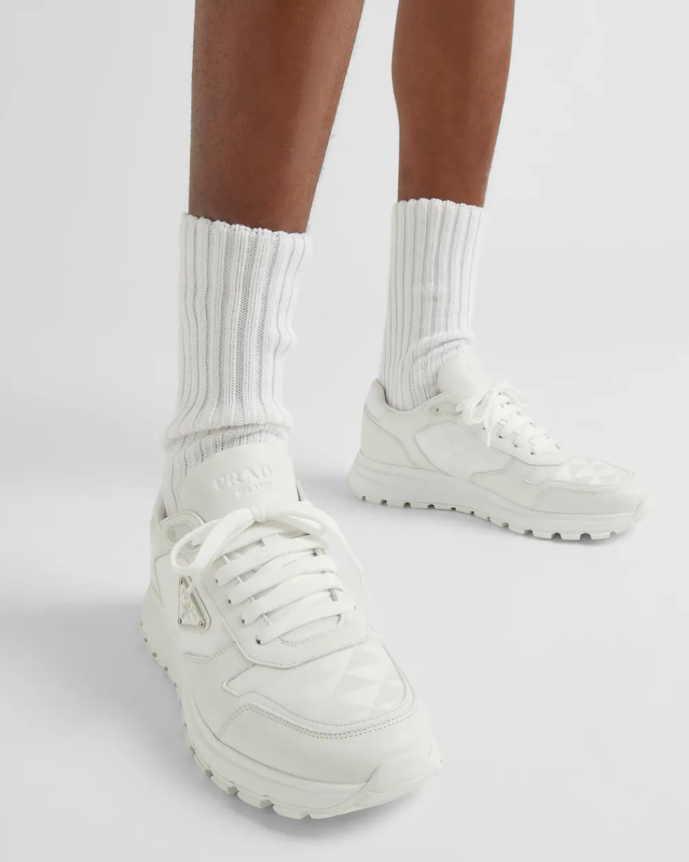Hombre Prada ZAPATILLAS DEPORTIVAS^Zapatillas De Caña Alta En Piel Y Re-nylon