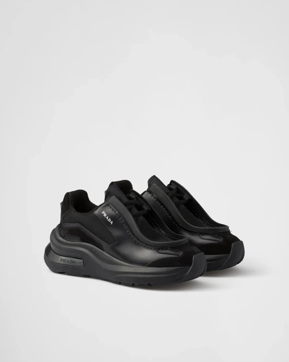 Mujer Prada ZAPATILLAS DEPORTIVAS^Zapatillas De Piel Cepillada, Tejido Técnico Y Ante