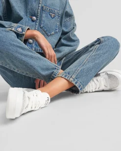 Mujer Prada ZAPATILLAS DEPORTIVAS^Zapatillas De Piel Con Cristales