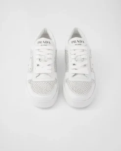 Mujer Prada ZAPATILLAS DEPORTIVAS^Zapatillas De Piel Con Cristales