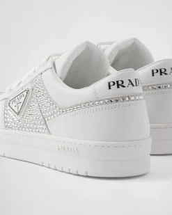 Mujer Prada ZAPATILLAS DEPORTIVAS^Zapatillas De Piel Con Cristales