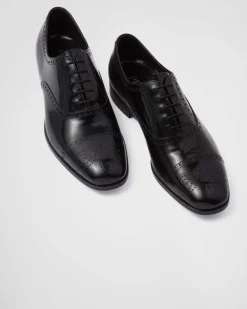 Hombre Prada ZAPATOS CON CORDONES^Zapatos Oxford De Piel Cepillada Fumé